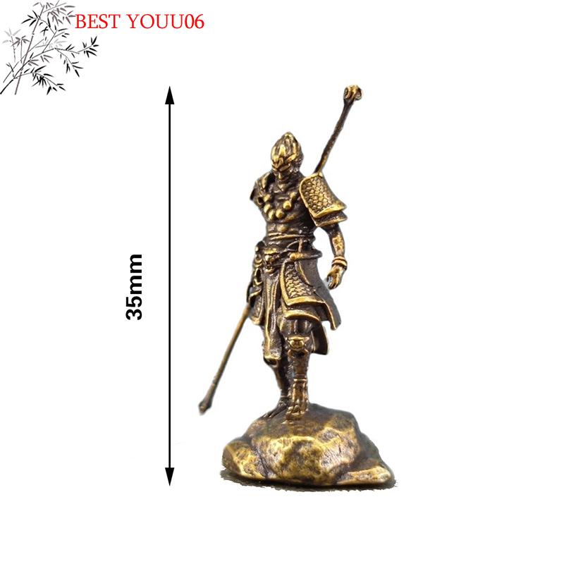 Hot Antique Monkey Sun Wukong Miniature Figurine Craft Mini Golden Cudgel Wu Kong Statue Model Desk Ornament Home Car Decor Craf