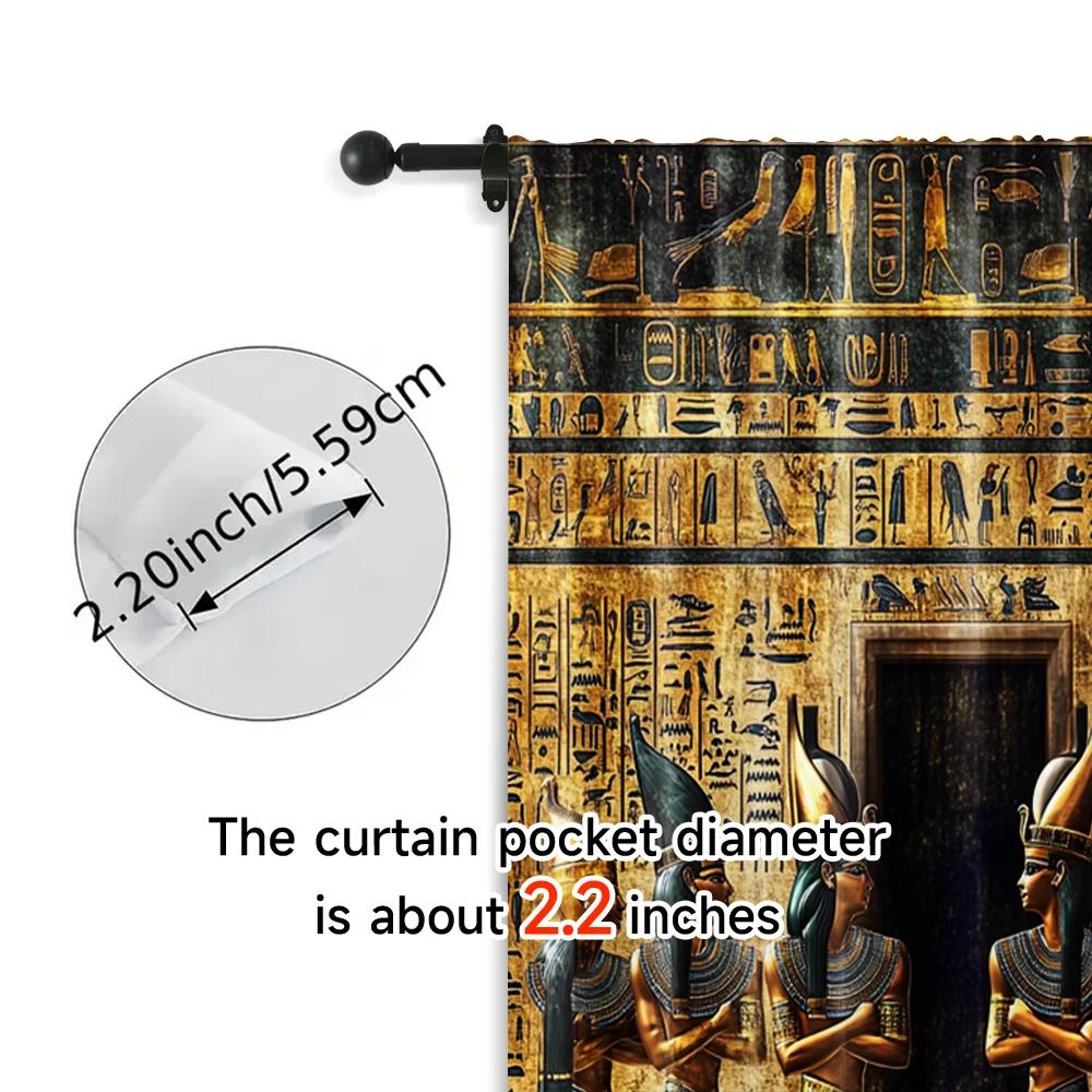2pcs, Curtains Roller Blinds Ancient Egyptian Mural Machine Washable Fabric Thermal Insulation Versatile 100% Polyester (without