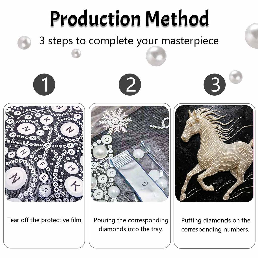 5D DIY Pearl Diamond Painting Kit Majestic Running Horse Full Drill Embroidery Mosaic Art Home Wall Decor Gift