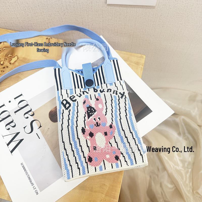 Cute Cartoon Dopamine Knit Crossbody Phone and Coin Bag