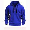 Men's Half Zip Hoodie Tactical Style Kangaroo Pocket Casual Sweatshirt
