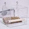 Hanging Parrot Cage Feeder Acrylic Splash-Proof Pet Bird Feeding Box Transparent Parrot Food Box Bird Cages Feeder Container