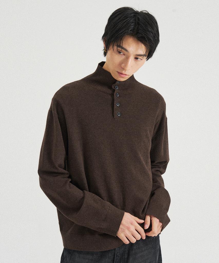 SLOWACID High-Neck Pullover Knit [Brown]