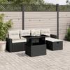 Vidaxl 6-Cz. Garden Furniture Set With Cushions, Black Poly Rattan