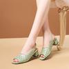 Versatile Thick Heel Fashionable Hollow Fish Mouth Sandals for Women Summer Mid Heel Buckle Sandals