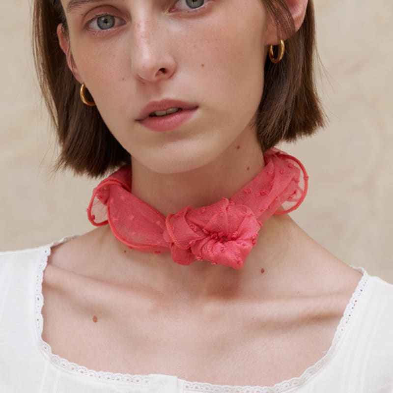 AMONG A DOT ORGANZA RIBBON SCARF [3colors]