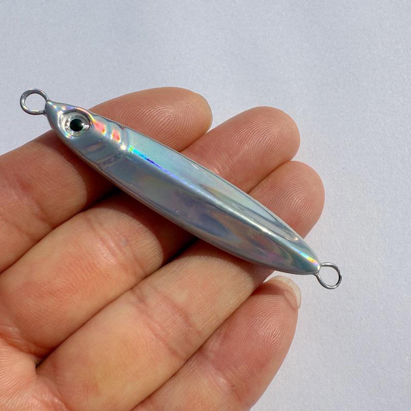 Luminous Flat Mackerel Spinnerbait with Double Hooks - Ultra-Long Cast Iron Plate Lure for Asp Fishing 18g