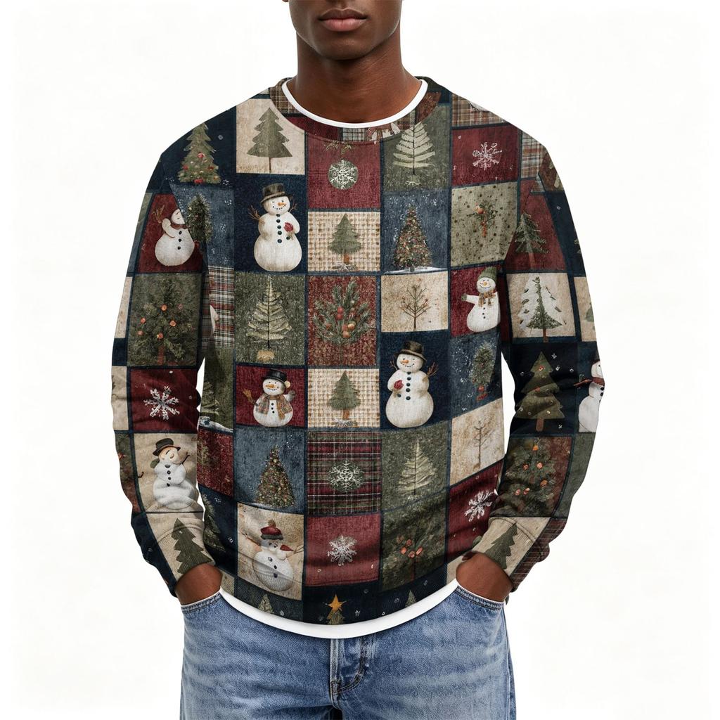 Men's Christmas Hoodless Neck Pullover Sweatshirt, for Him