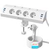 Desktop Power Strip 3meters Extension Cord 4 USB A 2 Type-C Fast Charge EU Power Socket with 4 Individual Switch