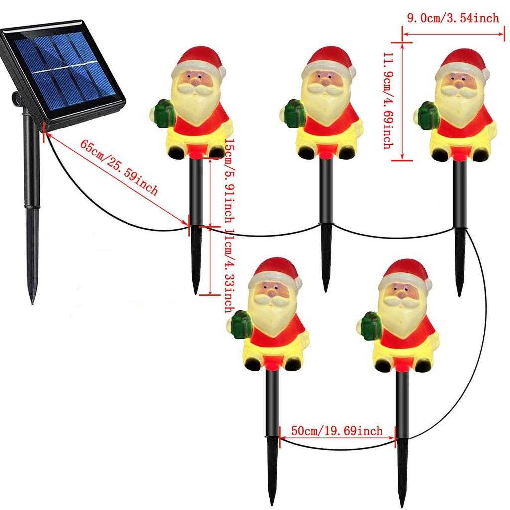 Solar Santa Claus LED Garden Stake Lights for Outdoor Lawn and Courtyard