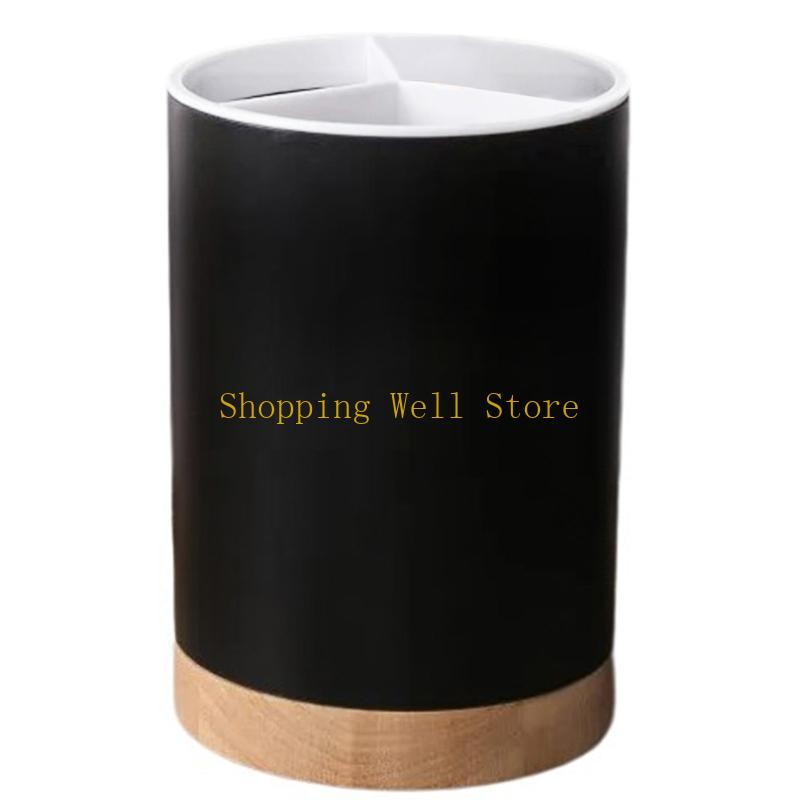 

KX4B Elegant Large Capacity Sturdy Utensil Holder Portable Accessory for Kitchen Counters with Handy Rotating Bottom чорний