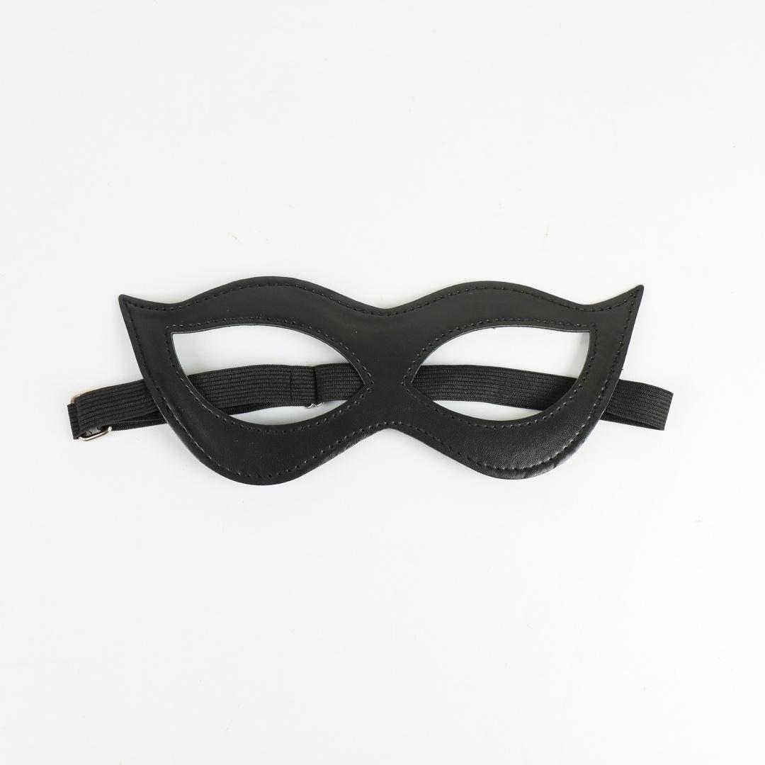 

Adjustable Leather Cat Mask for Cosplay Mardi Gras Ball Halloween Costume Adult Size with Eye Holes