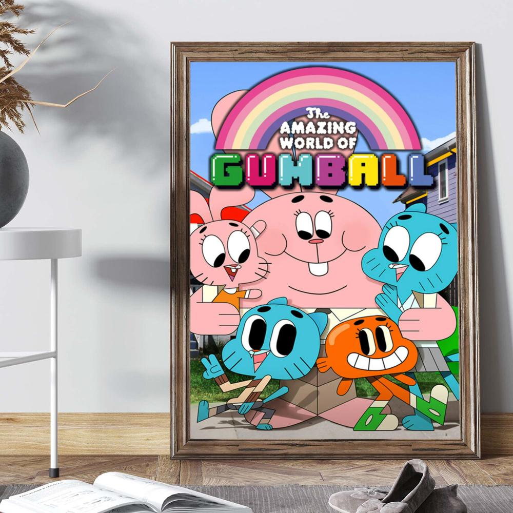 Uimitorul Amuzant W-world Of Gumball Poster Postere Anime Lipicioase Calitate HD Artă de Perete Postere Retro pentru Casă Decor Cameră Kawaii