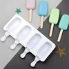 2 Sets Silikon Eis am Stiel Formen Kreative Eisform 4 Vertiefungen Eis am Stiel Form mit 100 Stück Holzstäbchen und 2 Stück Deckel