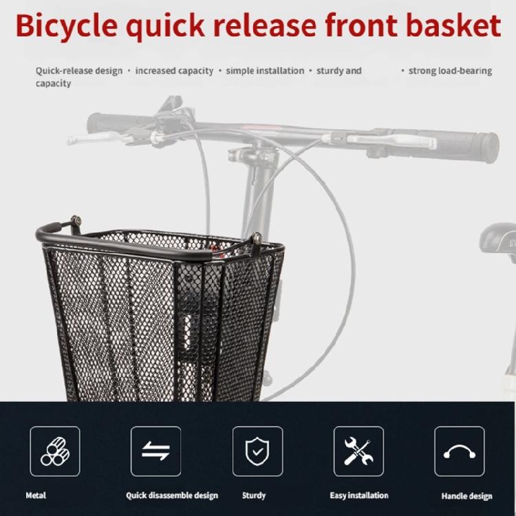 Bicycles Metal Basket Folding Bike Front Storage Basket Detachable Cycling Wire Basket for Electric Bike Kid Bike