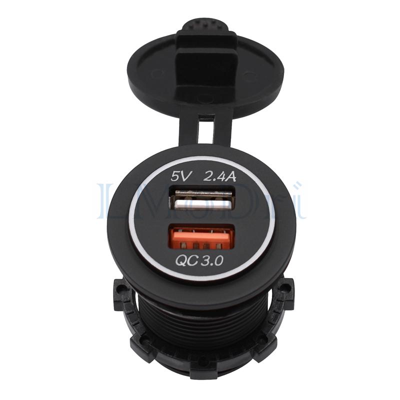 LMoDri New Motorcycle RV Super Fast Charge QC 3.0 Dual USB Auto ATV Phone Charger Waterproof Boat Yacht Tablet GPS Quick