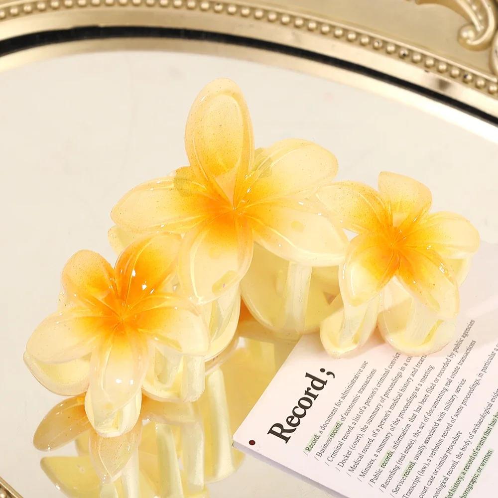 Korean Candy Color Flower Hair Claw Women Girls Flowers Shark Clip Sweet Large Gradient Crab Clamp Barrettes Hair Accessories