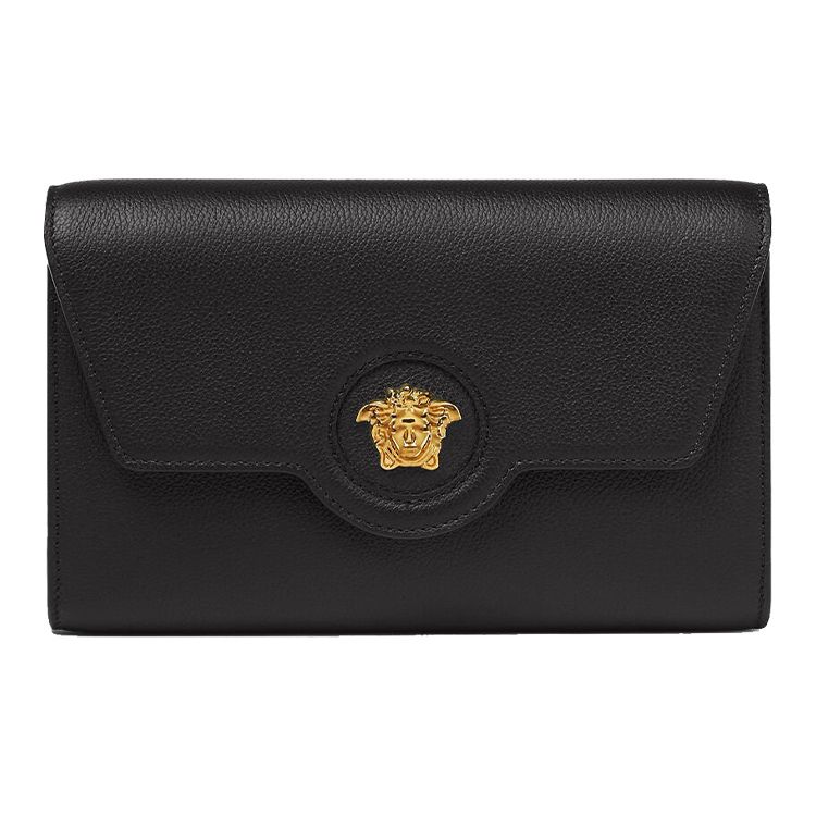

Versace La Medusa Сумка через плече на довгому ремінці зі шкіри теля з тисненням логотипу-голови Медузи Жіночі сумки Чорний 1000814-DVIT2T-1B00V Basic Set (Bag+Dust Bag)