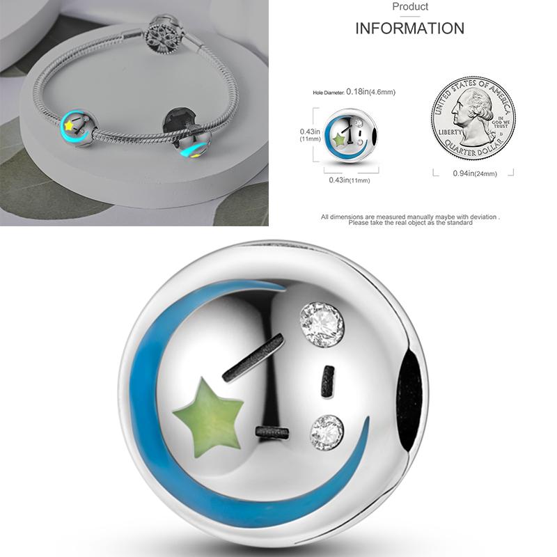 Charms Bead Copper Starlit Sky Moon Sun Earth Universe Charm Fit Bangle Bracelet Necklace Diy Jewelry