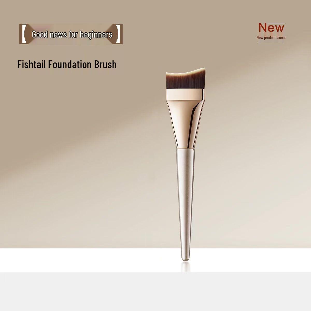 

Кисть для тональной основы Fishtail Crescent - Ультратонкая, без разводов, подходит для начинающих, плоская головка для жидкой тональной основы и корейского консилера