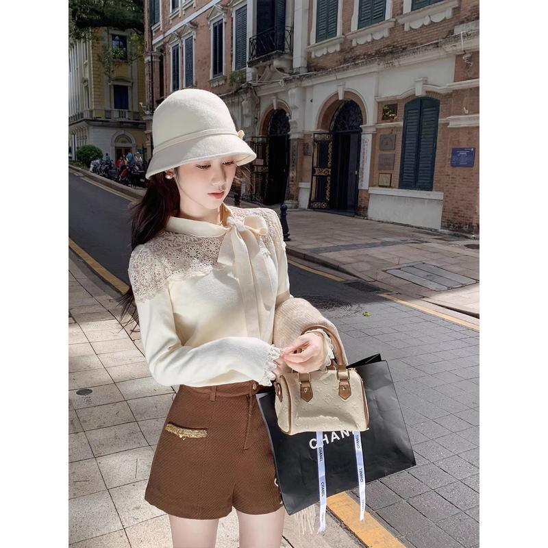 

Women s Little Fragrance Style High-Waist A-Line Wool Blend Shorts M