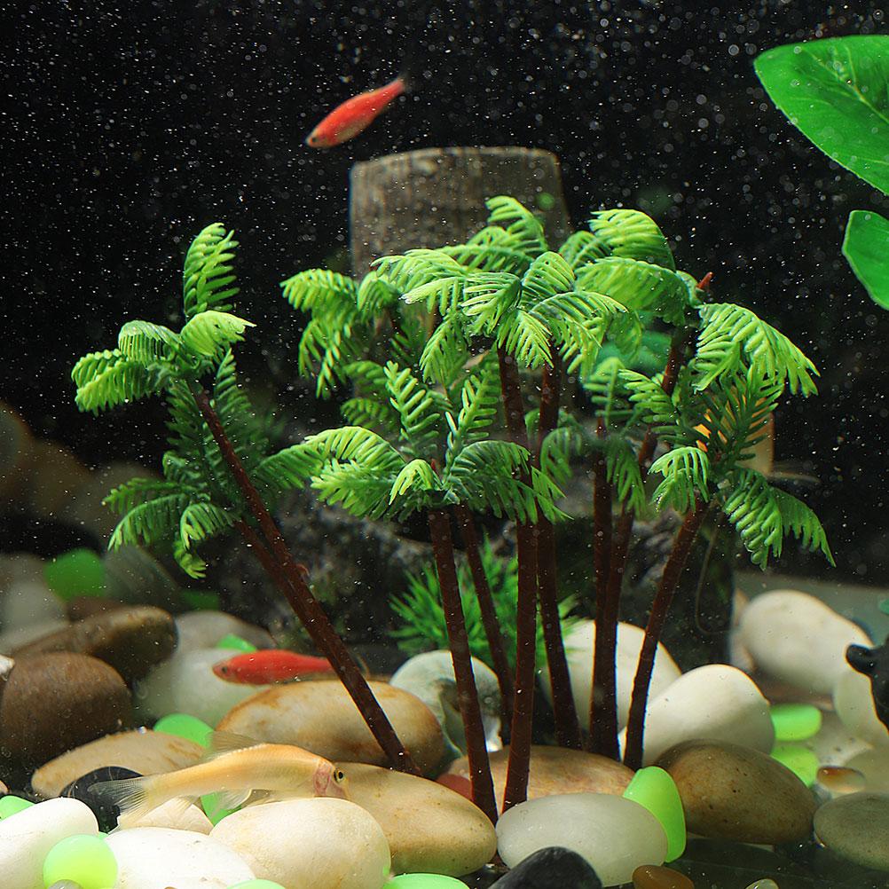 10 Pcs Artificial Coconut Tree Decor Aquarium Landscape Fish Tank Driftwood Model Trees Wear Resistant Pet Supplies