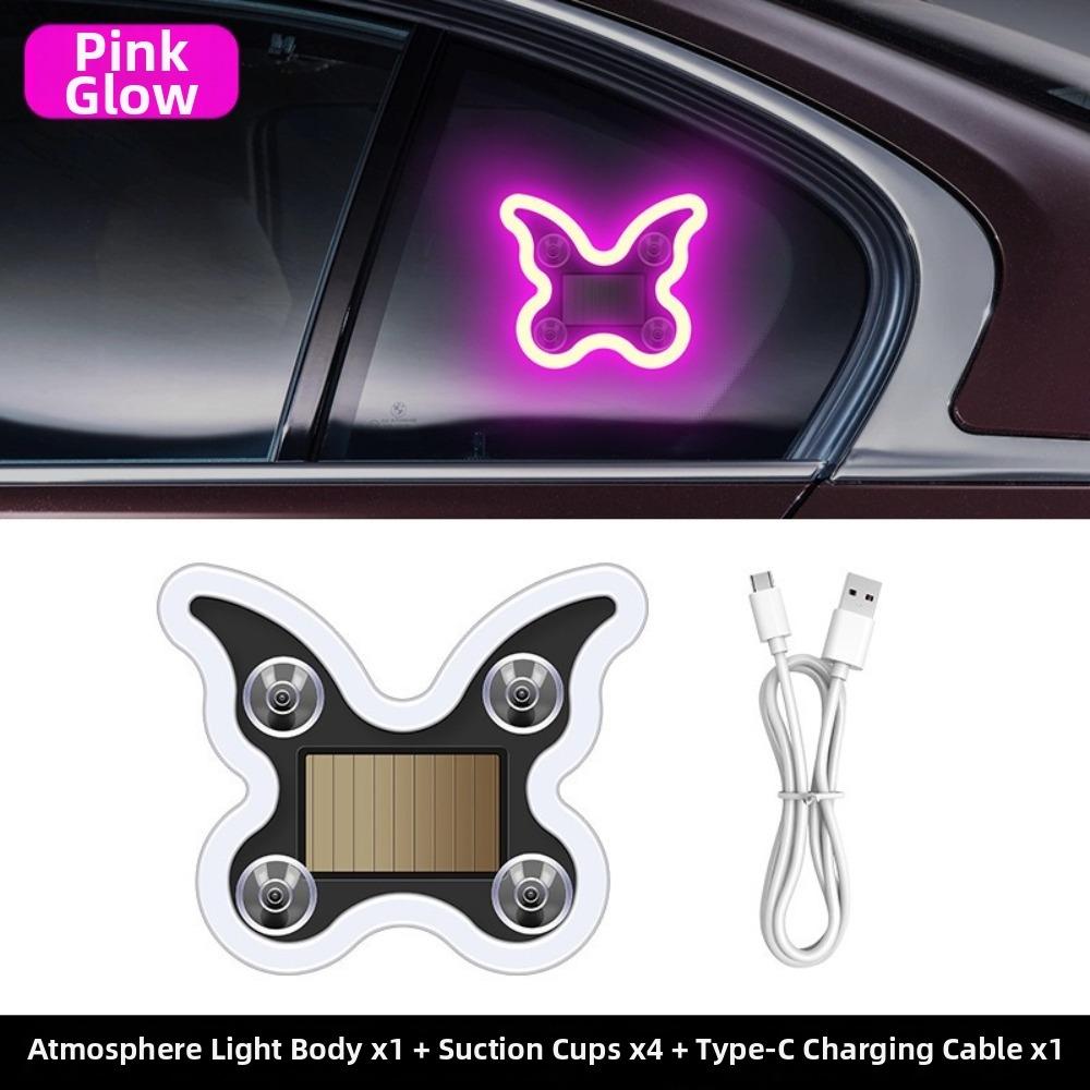 Solar Powered Car Neon Lights Suction Cup LED Ambient Light Car Neon Light  Front Rear Windows