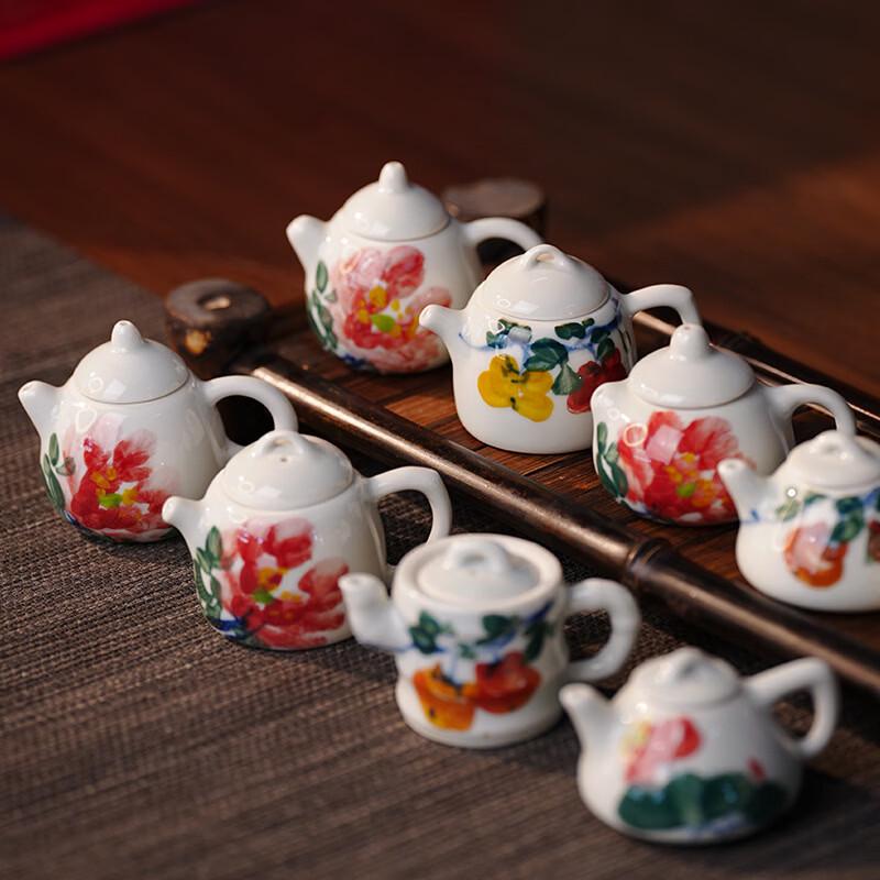 Hand-Painted White Porcelain Mini Teapot Ornament