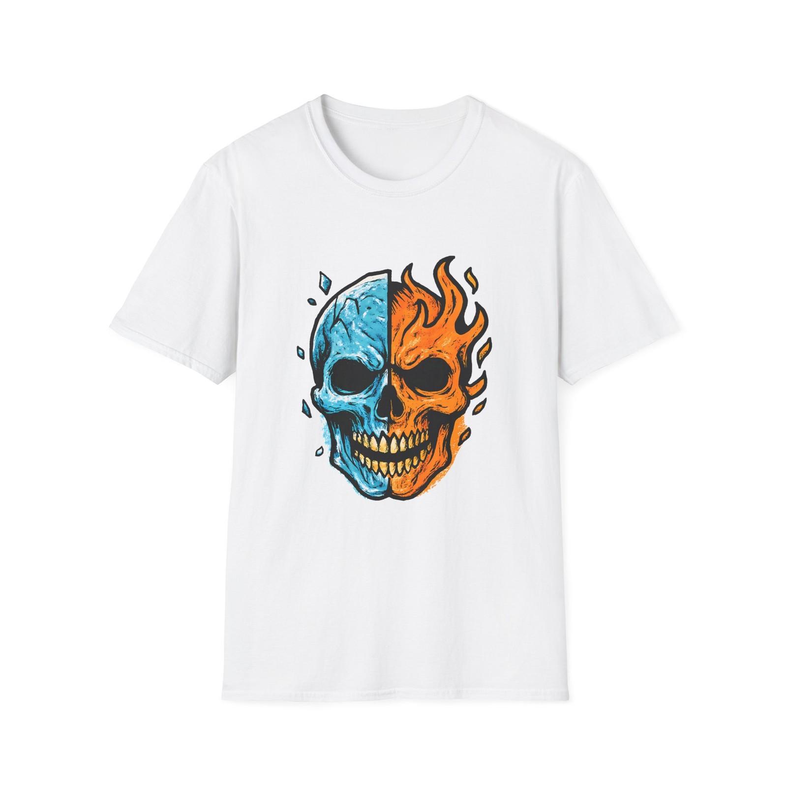 Unisex Softstyle T-Shirt Skull Ice Fire Halloween Horror Death S