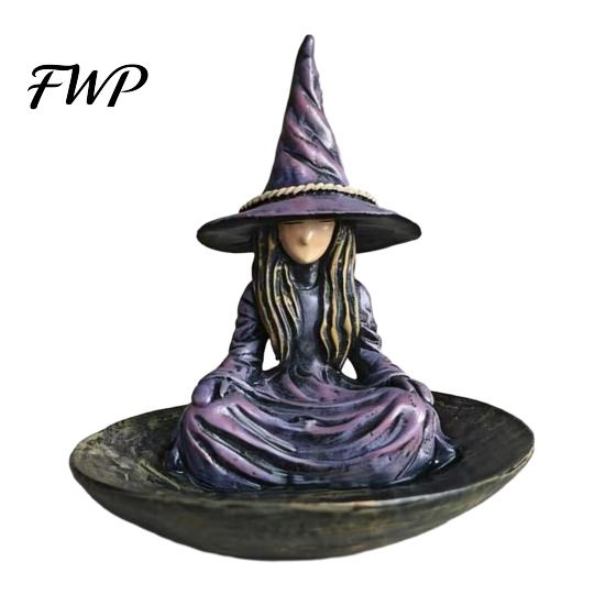 Unique Outdoor Statue Meditating Witch Garden Bird Feeder Resin Hanging Seeds for Outside Zen Patio Backyard Decor Fairy Female