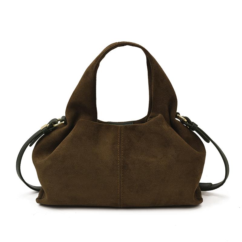 Design Soft Frosted Faux Suede Cloud HandBag Autumn/winter Vintage Magnetic Clasp Simple Commuter Shoulder Crossbody Bag
