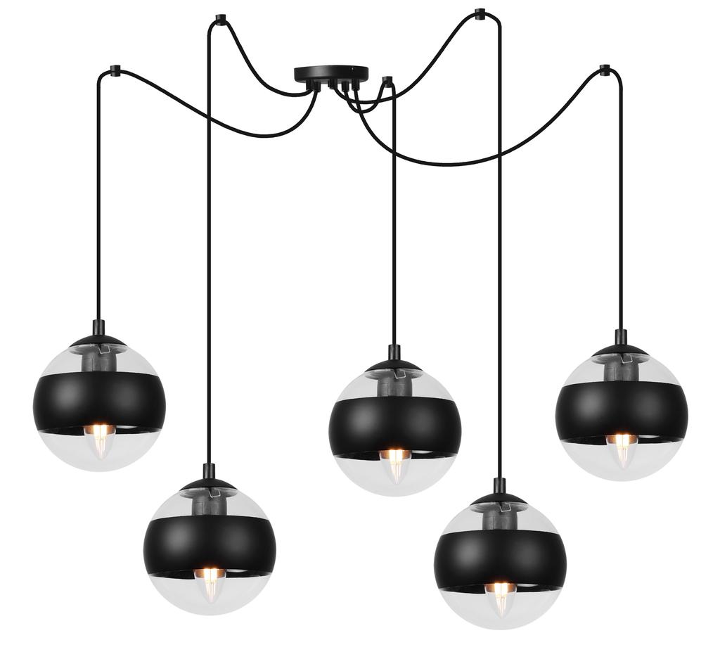 Toledo Spider Hanging Lamp Black 5-Flat Black Lampshade E14