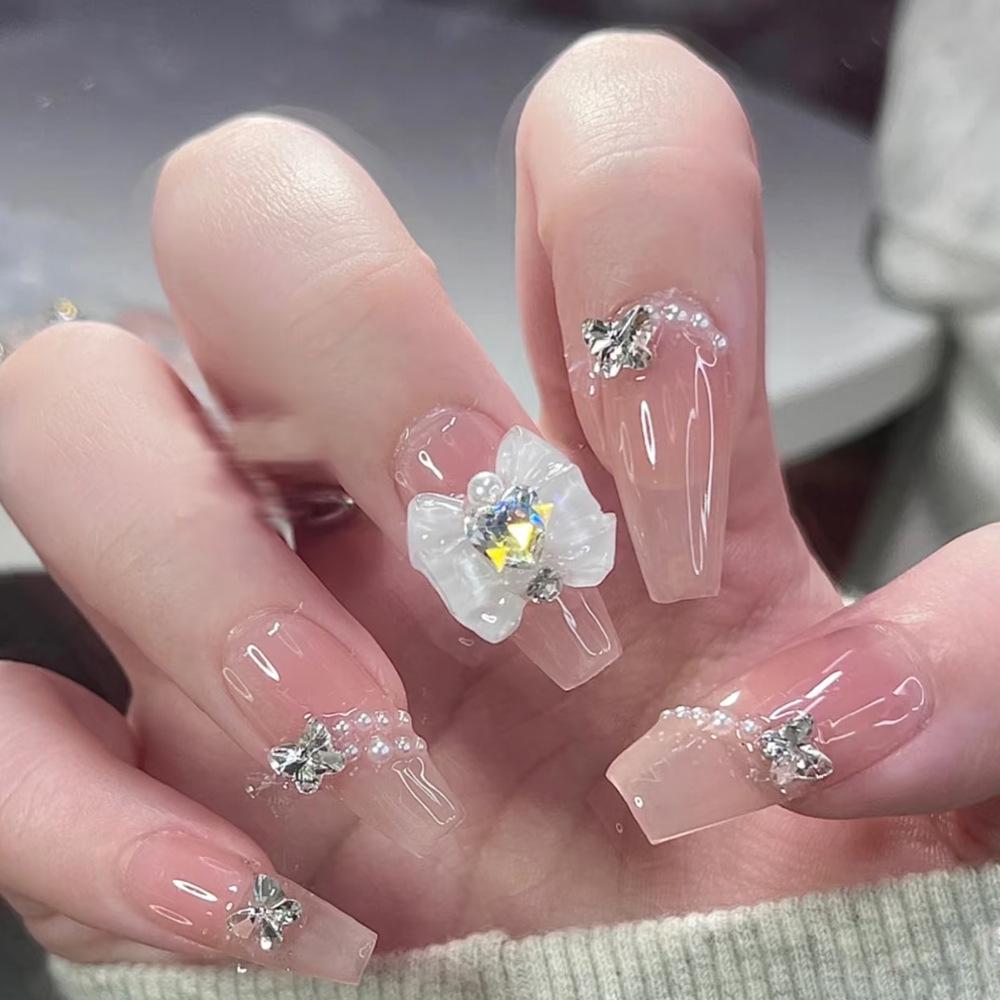 French Rhinestone Handmade Press-On Nail Tips