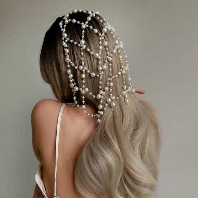 Elegante Perlenhaube für Damen Stilvolle Kopfbedeckung mit Imitationsperlen für Hochzeiten, Partys und den Alltag
