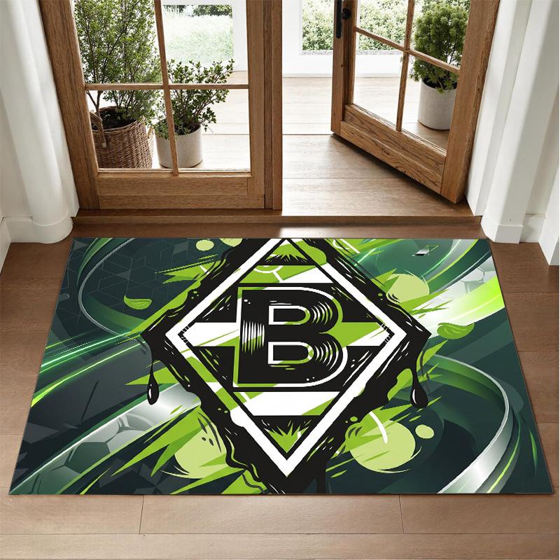 Borussia Mönchengladbach Design Crystal Velvet Rug Soft Decorative Mat for Bedroom Entrance