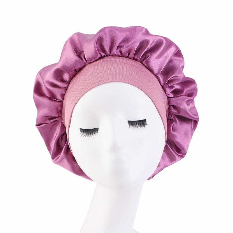 Soft Silk Hair Bonnet With Wide Band Comfortable Night Sleep Hat Hair Loss Cap