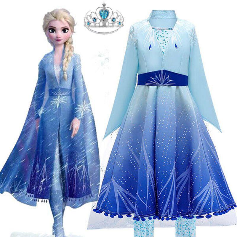 Die Eiskönigin Elsa Anna Kinder Cosplay Kostüm Elegantes Prinzessinnenkleid für Mädchen