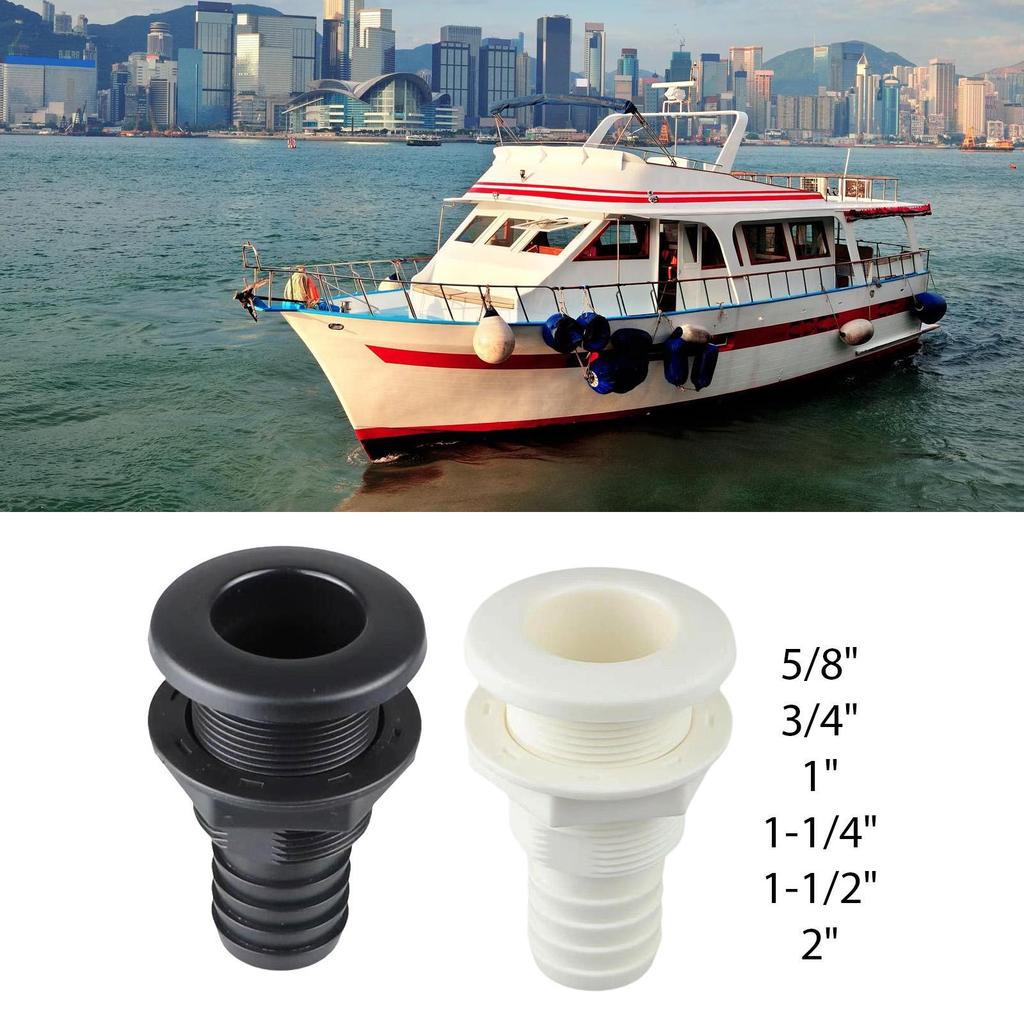 ABS Through Hull Fitting Boat Drainage Outlet Deck Drain Plug Overflow Component for Bilge Pump Yacht RV