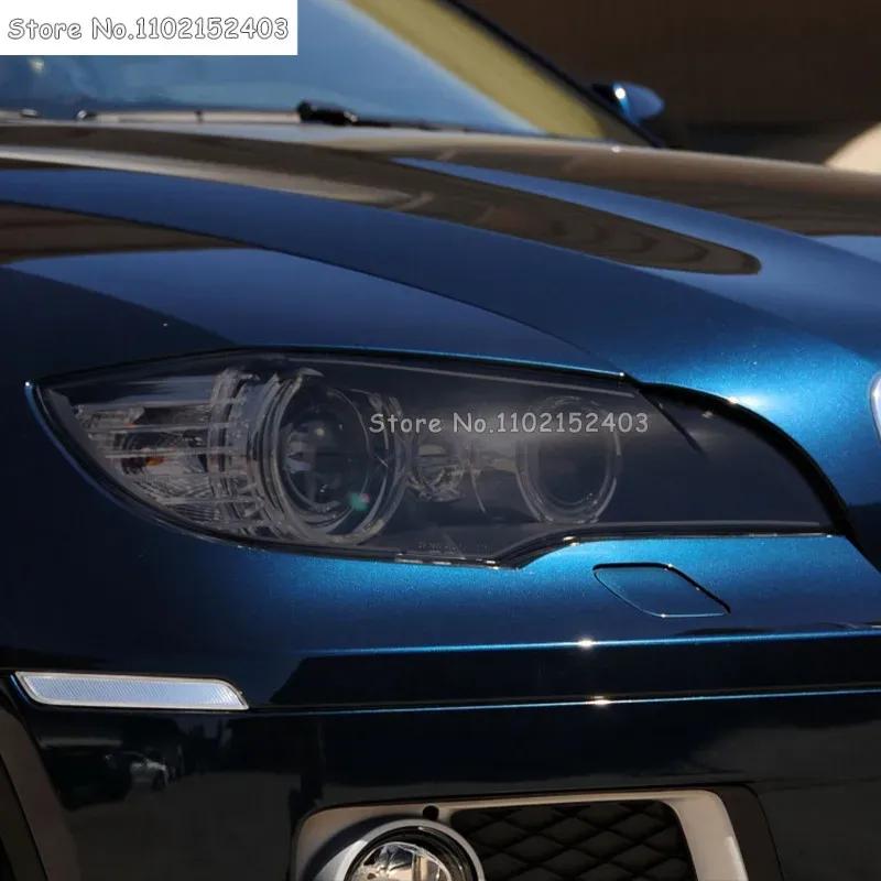 2 Pcs For BMW X6 M E71 2008-2014 Car Headlight Tint Black Protective Film Front Light Transparent TPU Sticker Accessores