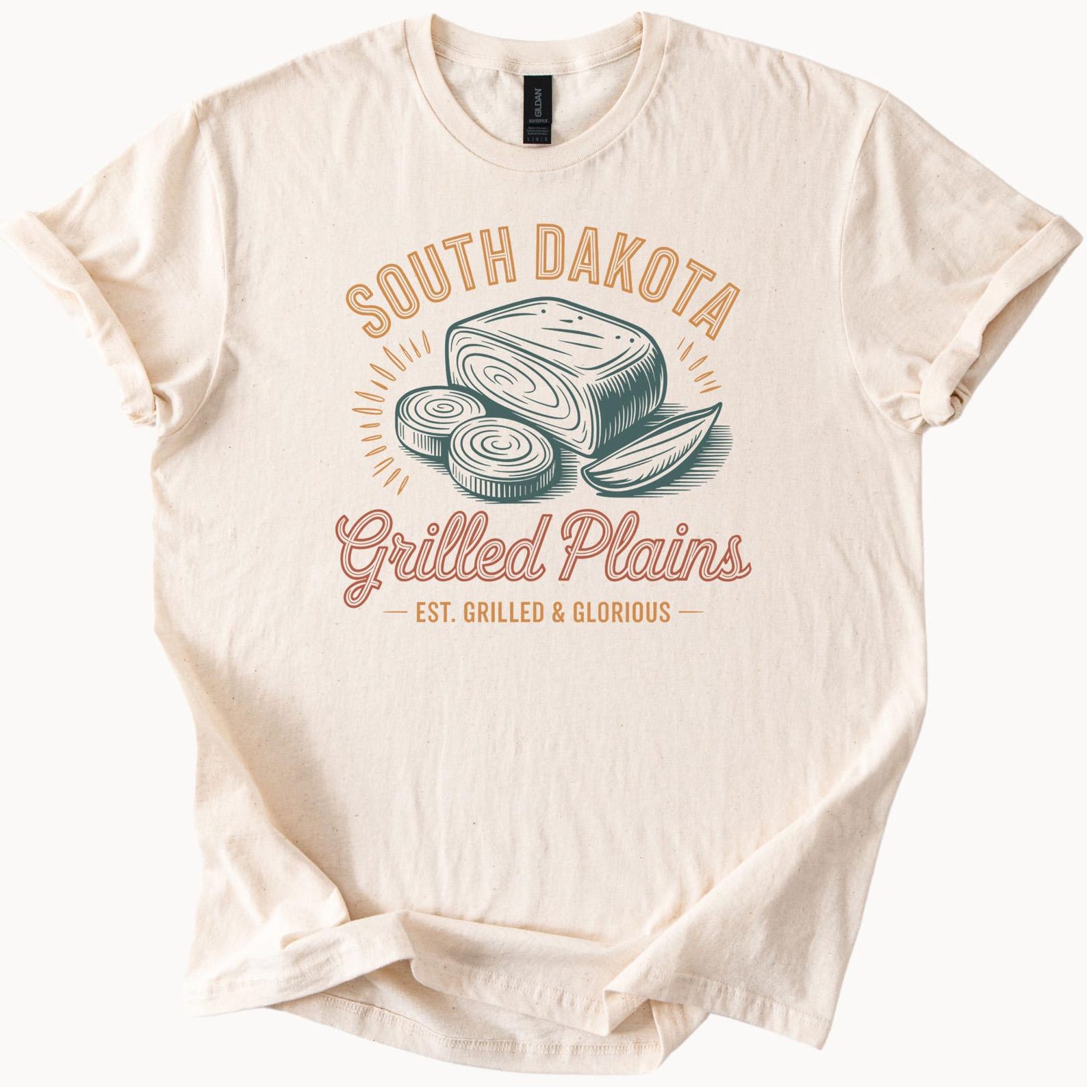 South Dakota Grilled Plains Graphic T Shirt Grilled and Glorious Food Art Tee Unique South Dakota Gift Shirt Barbecue Cookout Top 130
