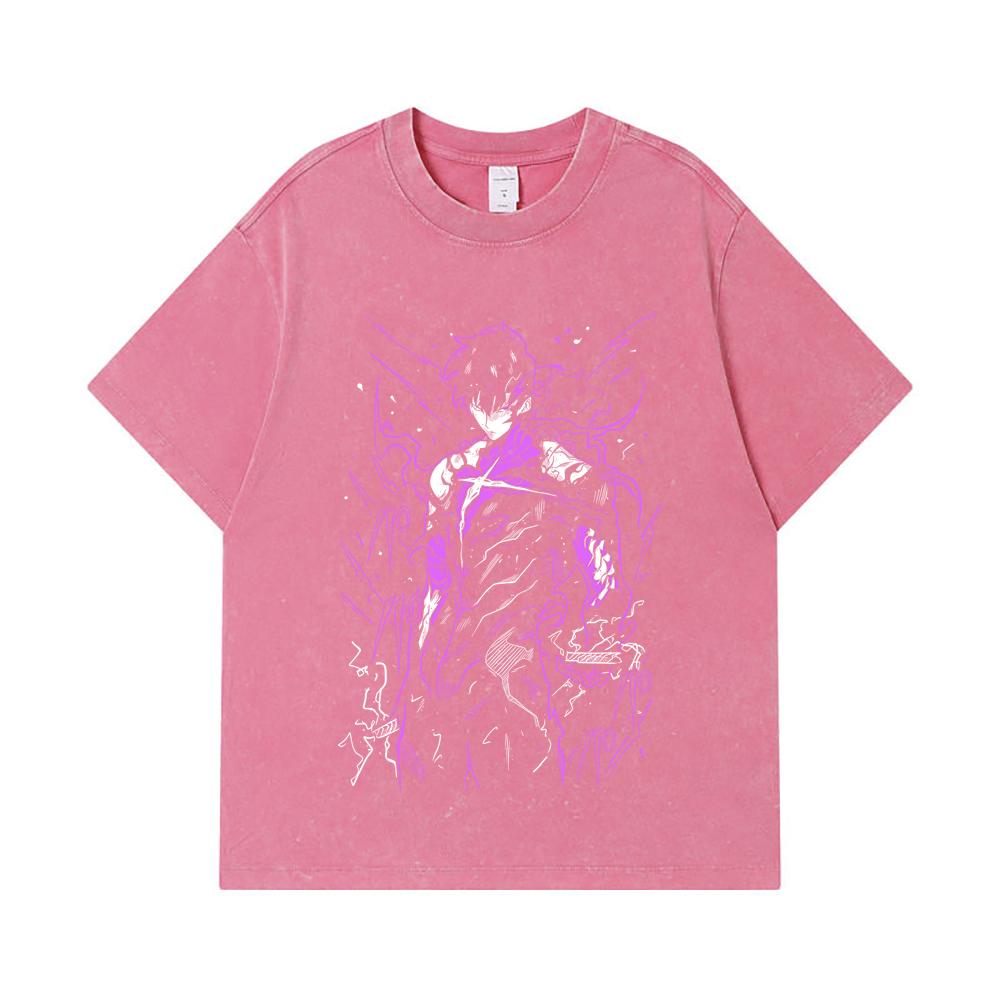 275 GSM Washed T-shirts 100% Cotton Solo Leveling V22 Print Unisex Heavy Cotton T Shirt
