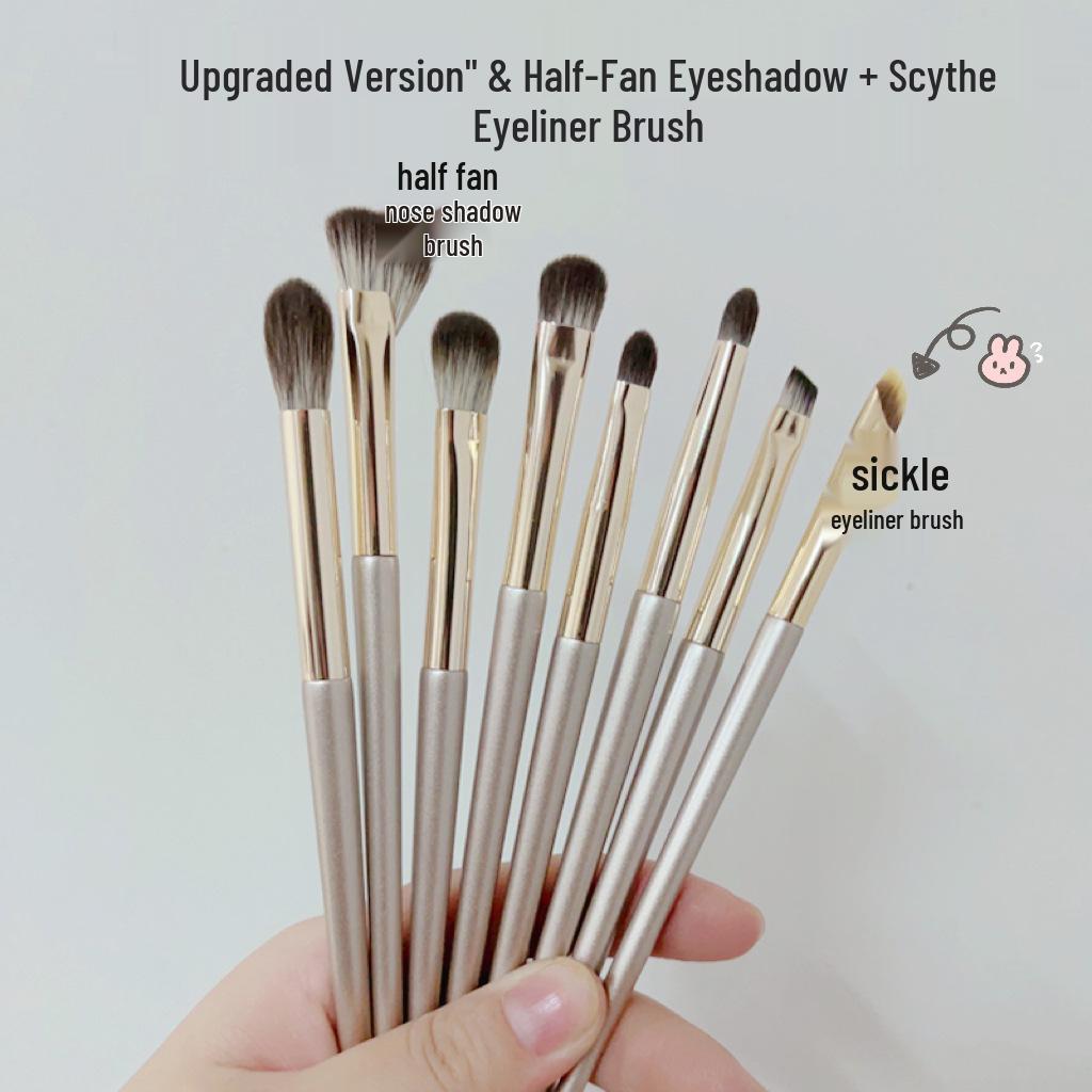 Fangyuanyuan 8-Piece Wooden Handle Eyeshadow & Nose Shadow Brush Set with PU Bag - Soft Bristle Makeup Brushes