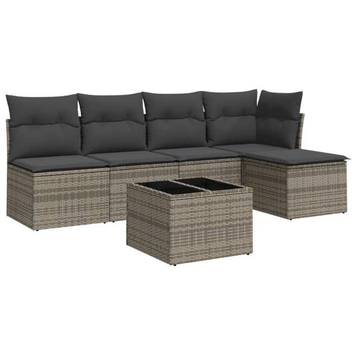 VidaXL Garden Lounge Set 6 Pcs with Grey Cushions Wicker 3217530