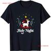 Festive Black T Shirt With Whimsical Reindeer And Night Vintage Fashion Versatile Casual Homme Soft Slightly