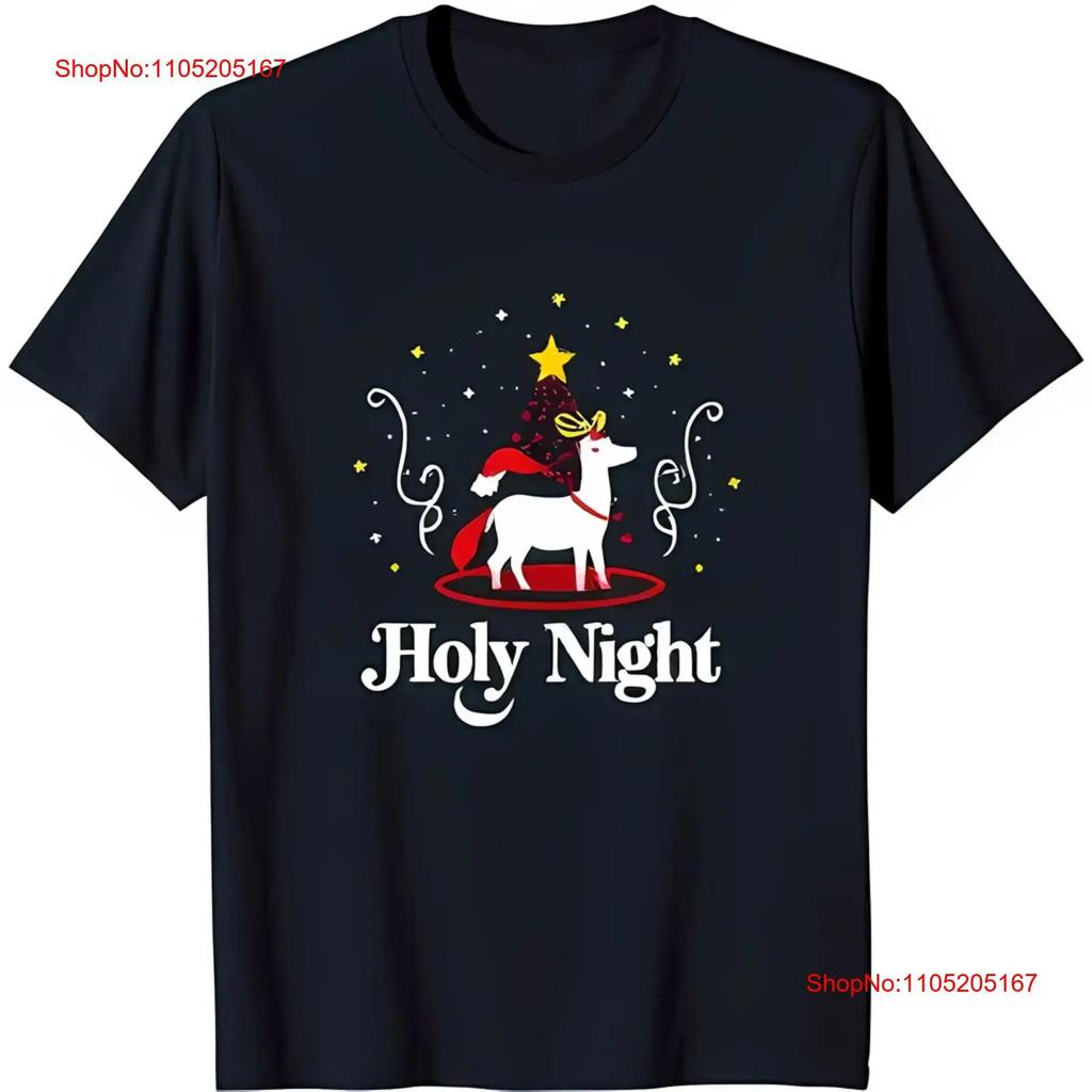 Festive Black T Shirt With Whimsical Reindeer And Night Vintage Fashion Versatile Casual Homme Soft Slightly