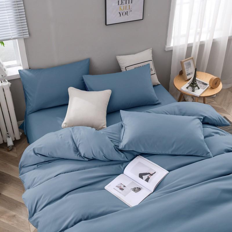 Soft Brushed Microfiber Bedding Set 4PCS Solid Color Minimalist Nordic Style Queen King Size