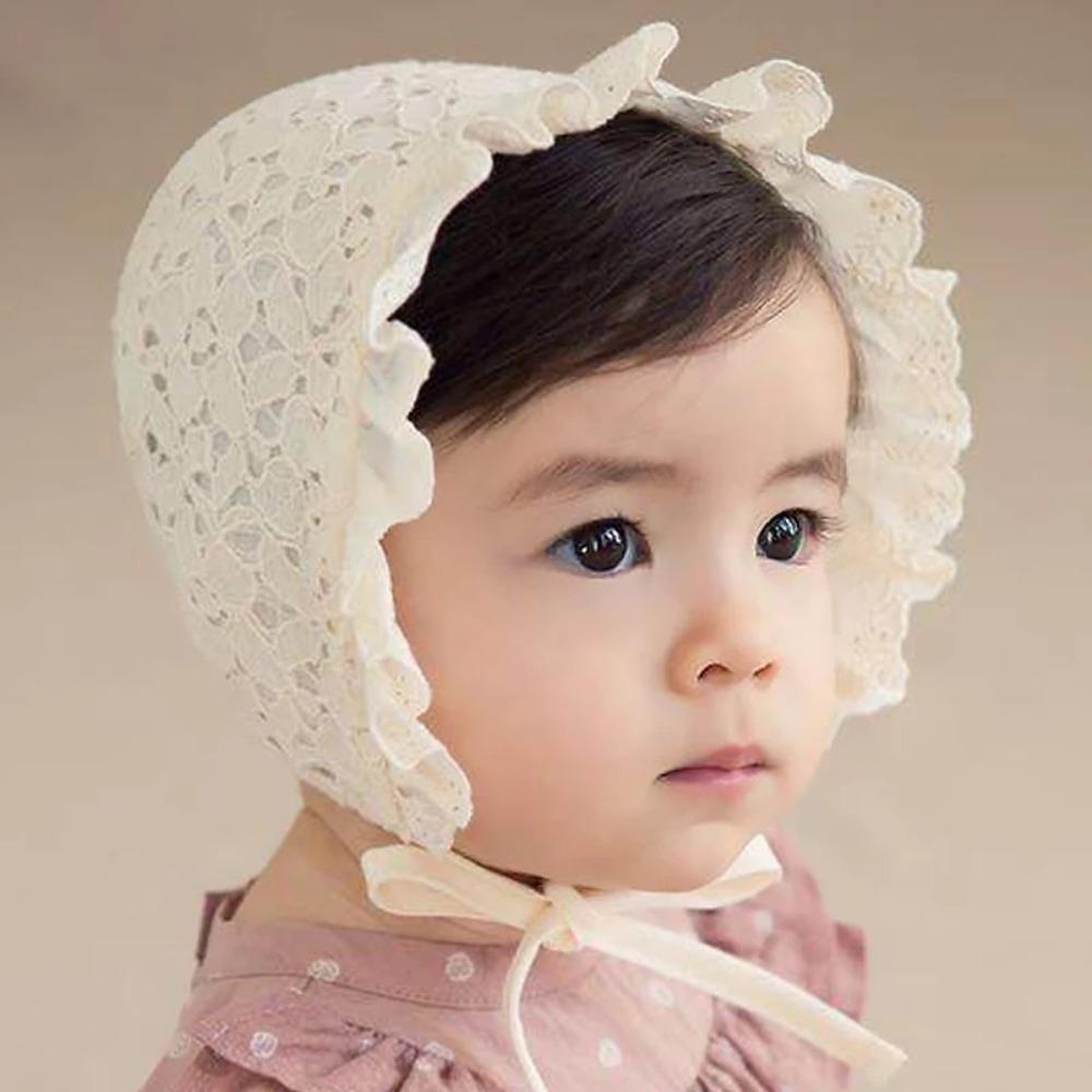 Květinová krajková dětská čepice Síťovaný klobouk pro princeznu s velkou krempou Roztomilý volánkový bavlněný klobouk pro princeznu