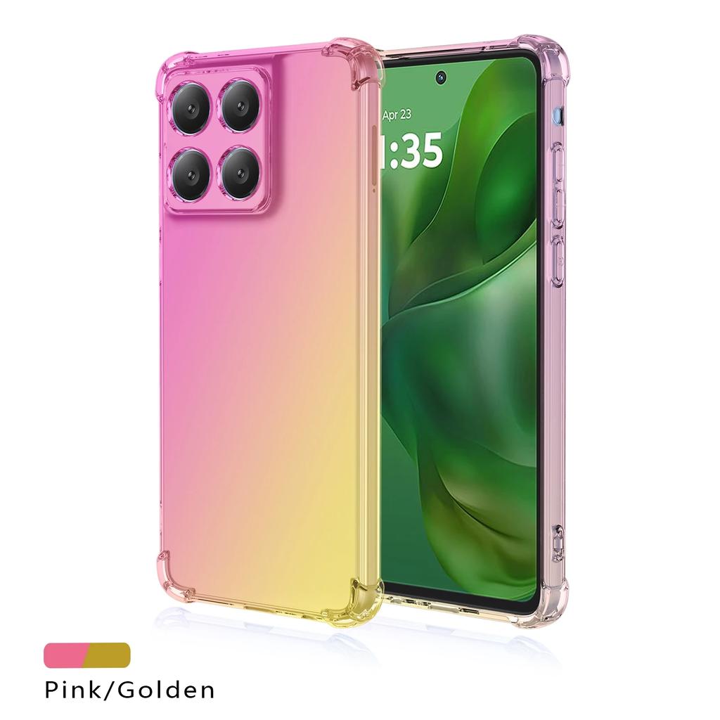 Shockproof Gradient Silicone Case for Motorola Edge 60 Fusion 60S Rainbow Color Anti-Knock Airbags Cover for Moto Edge 60 Stylus