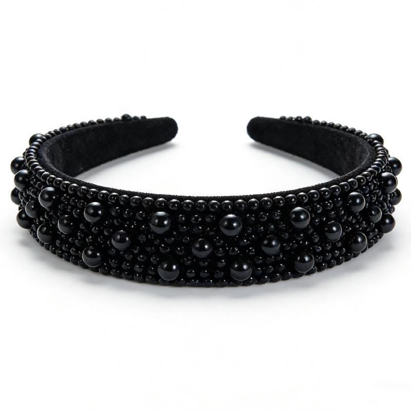 

European and American Retro Wide-brimmed Headband Women s Velvet Fabric Pearl Headband Fresh and Sweet Small Fragrant Headdress 2026 чёрный