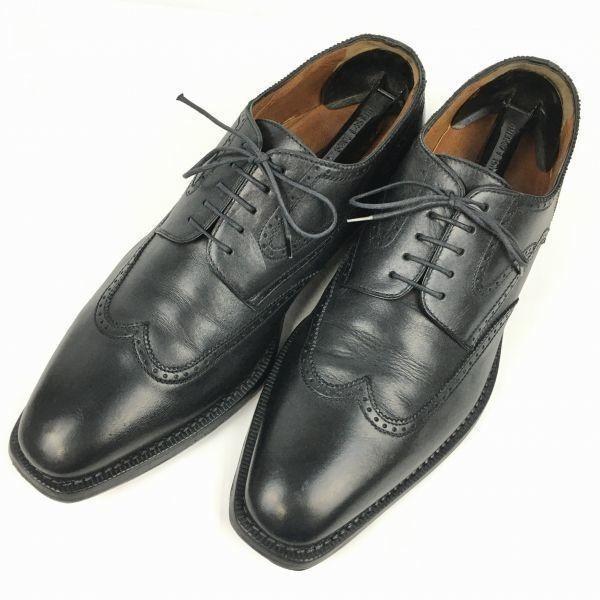 A.Testoni Made In Italy Wingtip Business Shoes Black Size 7G / 25.5cm Men's(USED)